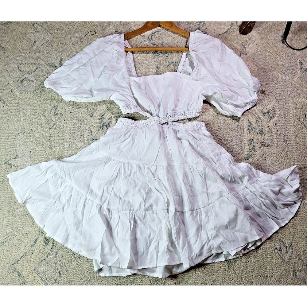 Cut-out Flare Circle Dress Sky to Moon White Sz L Coquette Resort Fairy Lined